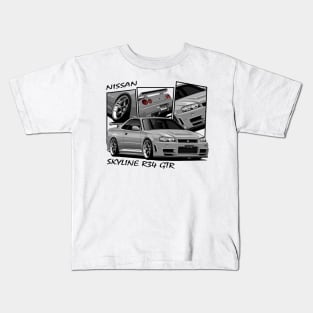 Nissan Skyline GTR R34, JDM Car Kids T-Shirt